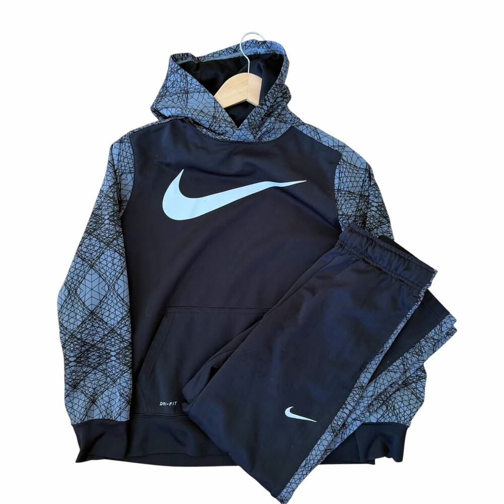 Nike Dri Fit Black Gray Matching Outfit Hoodie Sweatpants Sz L/XL Boys